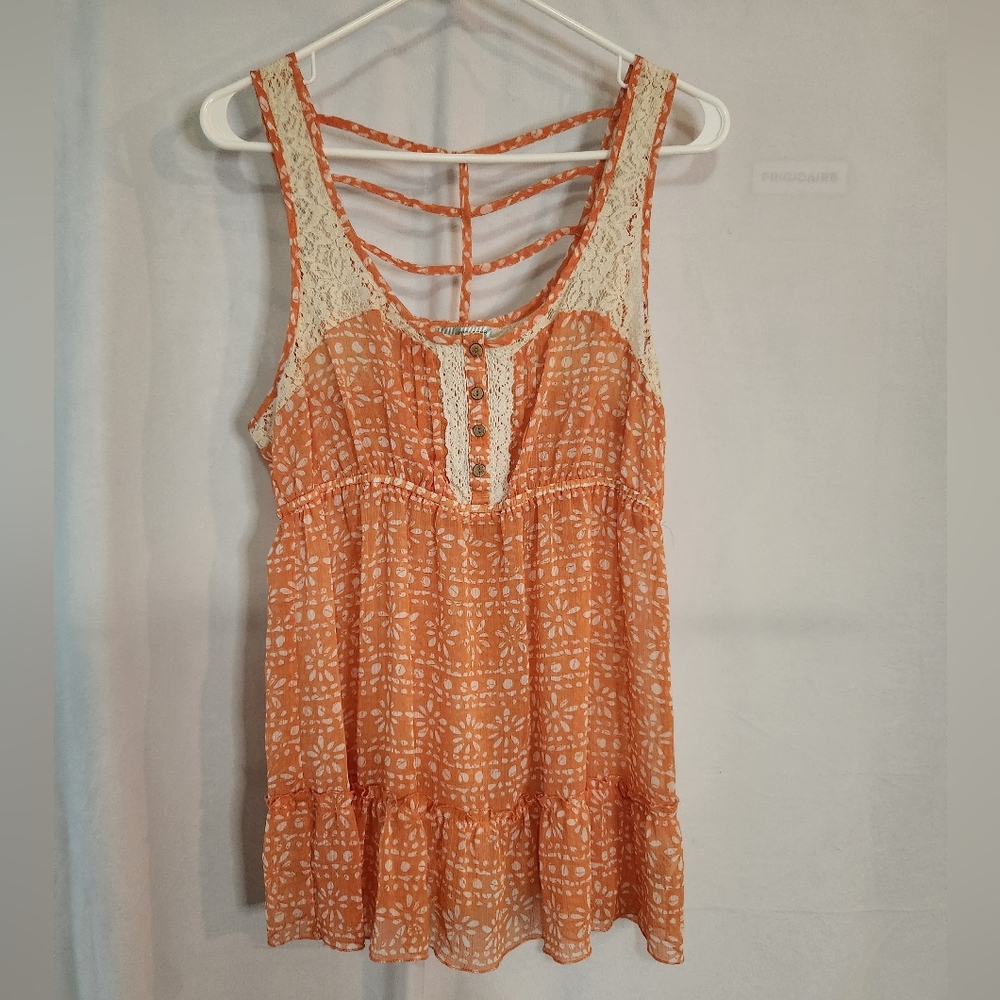 Maurices Orange and Cream Lace Dress